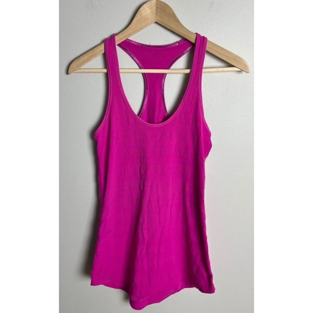 Lululemon Cool Racerback Top Striped Rib Paris Pink Active Workout Gym Women’s